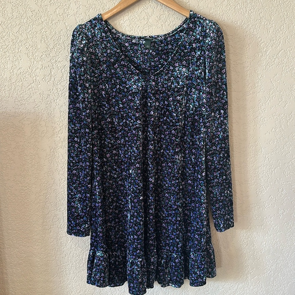 Wild Fable velvet flower print mini dress